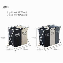 Load image into Gallery viewer, X-Shape Foldable Dirty Laundry Basket Organizer Printed Collapsible Three Grid Home Laundry Hamper Sorter Laundry Basket Large