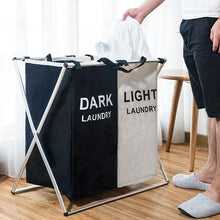 Load image into Gallery viewer, X-Shape Foldable Dirty Laundry Basket Organizer Printed Collapsible Three Grid Home Laundry Hamper Sorter Laundry Basket Large