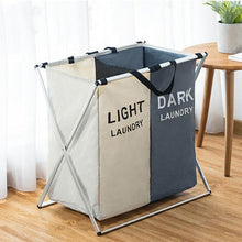Load image into Gallery viewer, X-Shape Foldable Dirty Laundry Basket Organizer Printed Collapsible Three Grid Home Laundry Hamper Sorter Laundry Basket Large