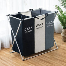 Load image into Gallery viewer, X-Shape Foldable Dirty Laundry Basket Organizer Printed Collapsible Three Grid Home Laundry Hamper Sorter Laundry Basket Large