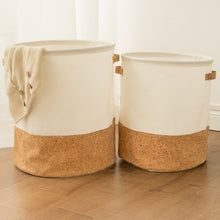 Load image into Gallery viewer, Tyvek laundry basket canvas Toy Storage Box Splice flexible veneer brown paper handbag burlywood Dirty clothes organizer Bin