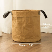 Load image into Gallery viewer, Tyvek laundry basket canvas Toy Storage Box Splice flexible veneer brown paper handbag burlywood Dirty clothes organizer Bin