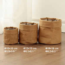 Load image into Gallery viewer, Tyvek laundry basket canvas Toy Storage Box Splice flexible veneer brown paper handbag burlywood Dirty clothes organizer Bin