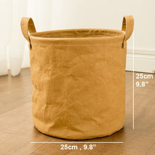 Load image into Gallery viewer, Tyvek laundry basket canvas Toy Storage Box Splice flexible veneer brown paper handbag burlywood Dirty clothes organizer Bin